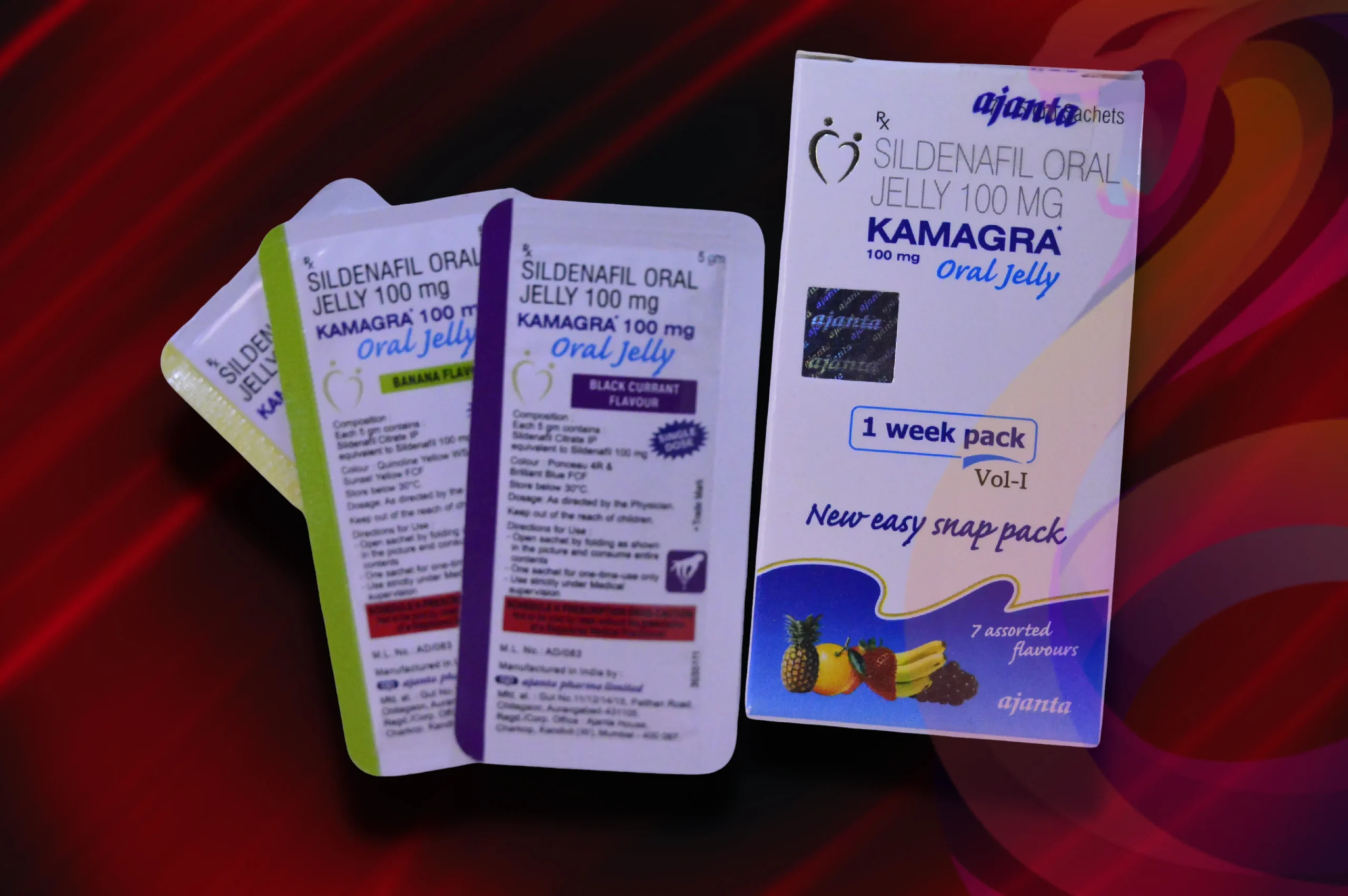 Kamagra oral jelly 3 sachets and packaging
