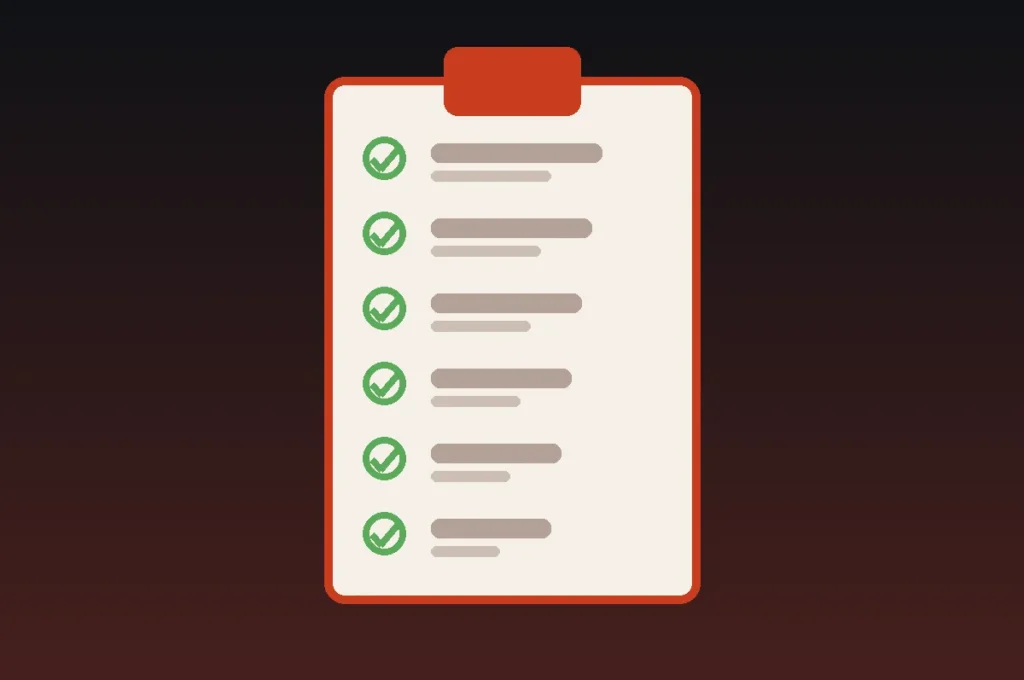 Illustration of a consultation checklist with product name, dose, timing, meals, stimulation, attempts, medicines, conditions, effect and side effects