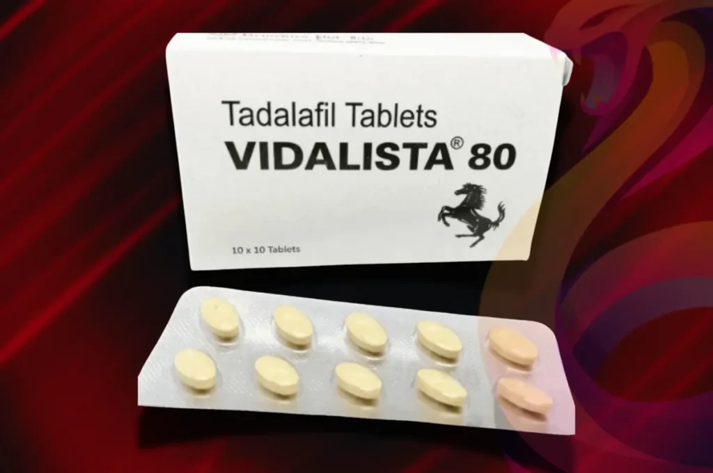 Vidalista 80 mg pack and blister with tadalafil tablets
